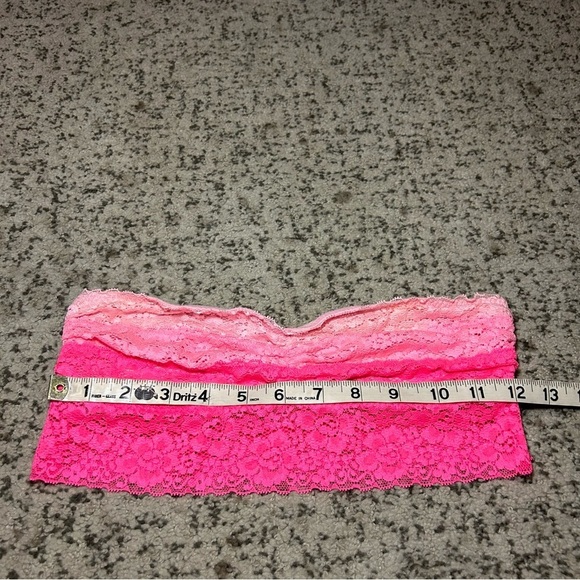 PINK Victoria’s Secret Hot Pink Floral Laced Strapless Bralette Size Medium - Picture 4 of 6